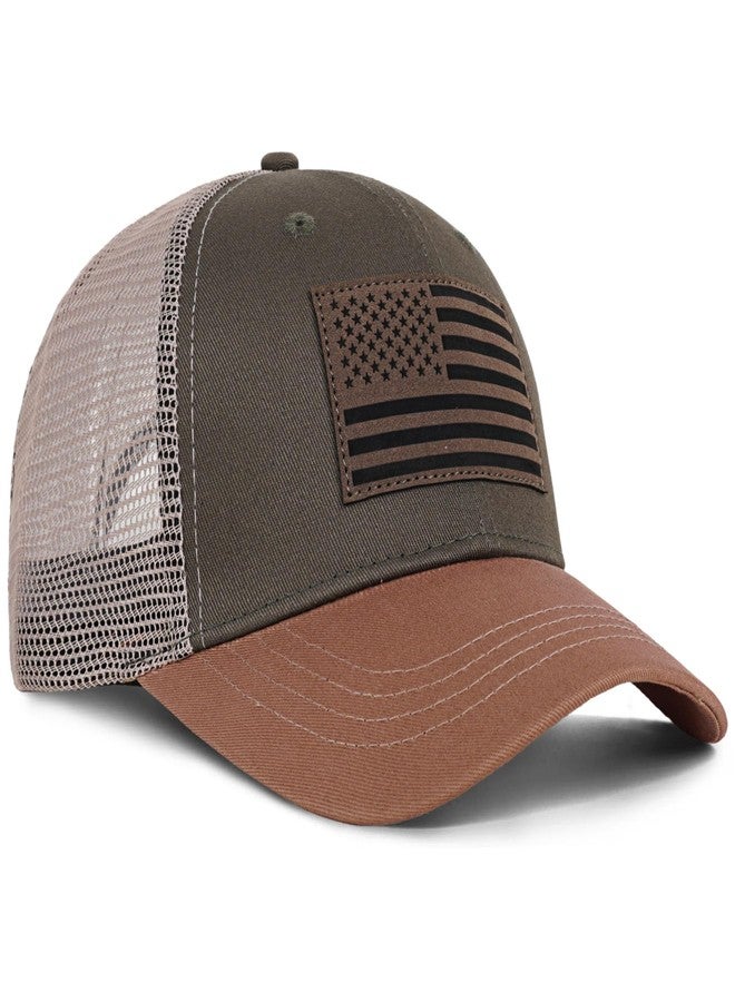 MixYoke American Flag Trucker Hat - Snapback Hats for Men Women Baseball Cap - Breathable Mesh & Adjustable Fit for Casual Wear-Grey Green - Image 3